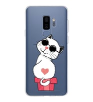 Samsung Galaxy S9 Plus Kapak Cool Cat Tasarımlı Şeffaf Silikon Kılıf