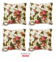 Kırlent Yastık Dolgulu Fermuarlı Vip Yastık 4 ADET-43x43 CM(İNGİLİZ GÜLÜ)