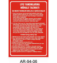 LPG YANGINLARINA MÜHALE TALİMATI İŞ GÜVENLİĞİ UYARI LEVHASI 1 ADET PVC 21 X 29CM