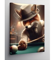 Kanvas Tablo Bilardo Oynayan Tilki