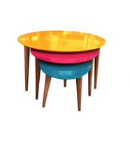 Zigon 13709 Sehpa Model Kayın Retro Konik Ayak Üçgen MDF Tabla ceviz ayak El Yapı (Çok Renkli)