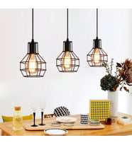 MYLİGHTS   RETRO KAFES AVİZE SIRALI  60 CM  EN RUSTİK AVİZE (Siyah)