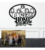 Kişiye Özel Fotoğraf Ciziminden Home Temalı Dekoratif Tablo (4,5,6 veya 7 Kişilik Fotoğraf)