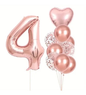 Rose Gold kalpli 4 Yaş Folyo Balon Set