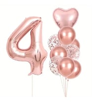 Rose Gold kalpli 4 Yaş Folyo Balon Set