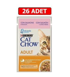 Purina Cat Chow Somonlu Yetişkin Kedi Konserve Maması 85 Gr*26 Adet (Kahverengi)