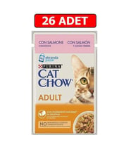 Purina Cat Chow Somonlu Yetişkin Kedi Konserve Maması 85 Gr*26 Adet (Kahverengi)