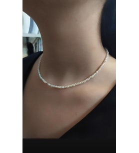 Gümüş kilitli doğal 3mm kum incisi kolye GL76f23