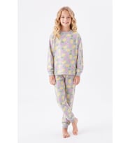 Kız Çocuk %100 Pamuk ve Baskılı Pijama Takımı 3-13 Yaş 12738IS MODANINO