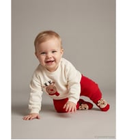 LCW baby Ekru Yılbaşı Temalı Erkek Bebek Sweatshirt Ve Eşofman Altı