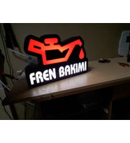 Fren Bakım Yazılı Tabela 3D Led Neon Etkili Işıklı Tabela 30X45 CM Tek Taraflı