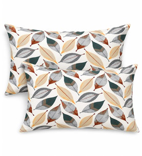 More Home Kapaklı Yastık Kılıfı (2 Adet) 50 x 70 cm Yaprak Desen Gri Bej