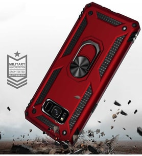 Samsung Galaxy S8 Plus ile Uyumlu Kılıf Silikon Yüzük Standlı Araç Tutucu için Mıknatıslı Darbe Karşı Dayanıklı Koruma Tank İnce Kap Vega Lacivert