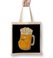 Adorable Mustachioed Beer Drinking Joke Drinkers Bez Çanta Uzun Saplı