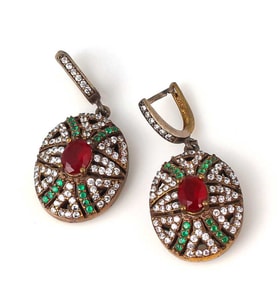 925 Ayar Gümüş Ve Bronz Karışımı Oval Küpe
