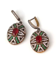 925 Ayar Gümüş Ve Bronz Karışımı Oval Küpe