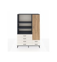 Hyperion Dolap 7 Raflı 6 Çekmeceli Tek Kapaklı  132x44x195 Antrasit-Çam/Aytaşı