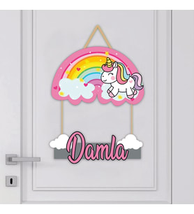Bebek Odası Ahşap Kapı Süsü Unicorn 1