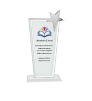 Kristal gümüş metal yıldızlı plaket