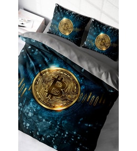 Çift Kişilik ( Lastikli Çarşaflı ) %100 Pamuk Saten Nevresim Takımı Bitcoin