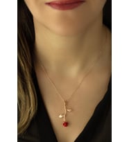 Gül Kolye Gümüş Kırmızı 925 Ayar Gümüş Kolye (Rose)
