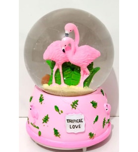 Müzikli Işıklı Flamingo Orta Boy Kar Küresi