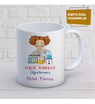 Kişiye Özel İsim Yazılabilir Fen Ve Teknoloji Öğretmeni Kupa Bardak