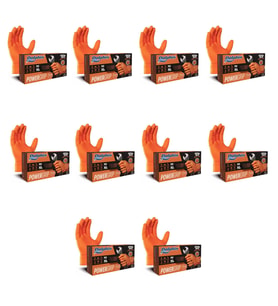 Dolphin Nitril PowerGrip Ekstra Kalın Elmas Dokulu Eldiven Turuncu XL Büyük Boy - 50'li 10 Paket