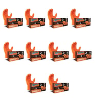 Dolphin Nitril PowerGrip Ekstra Kalın Elmas Dokulu Eldiven Turuncu XL Büyük Boy - 50'li 10 Paket