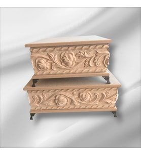 Ahşap- Ham Mdf- Desenli-takı-makyaj-aksesuar-çok Amaçlı- Ayaklı- 2li Dekoratif Kutu