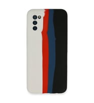 Samsung Galaxy A03s Kılıf Ebruli Lansman Silikon - Beyaz-siyah
