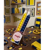 Mumelia Taraftar Bubble Şamdan - Doğal Soya Dekoratif Taraftar Mum - 2'li - Sarı-Lacivert