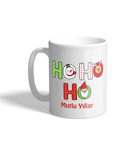 Grafilli Design Kişiye Özel Ho Ho Ho Baskılı Yllbaşı Tasarımlı Kupa Bardak