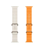 Winex 2 Adet 42-49mm Yeni Nesil Apple Uyumlu Akıllı Saat Kordonu Silikon Beyaz ve Turuncu