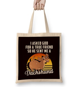 Retro True Friend Dachshund Dog Breed Puppy Pet Bez Çanta Uzun Saplı