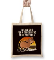 Retro True Friend Dachshund Dog Breed Puppy Pet Bez Çanta Uzun Saplı