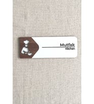 Mutfak Kapı Tabelası – Kapı İsimliği  19x7 cm Çift Katmanlı Yönlendirme Levhası