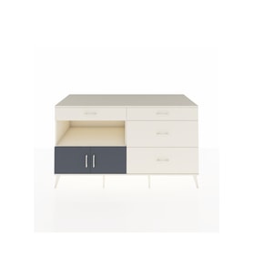 Kronos Konsol Tek Raflı 4 Çekmeceli 2 Kapaklı 176x59x99 Aytaşı-Antrasit/Aytaşı