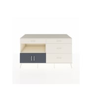Kronos Konsol Tek Raflı 4 Çekmeceli 2 Kapaklı 176x59x99 Aytaşı-Antrasit/Aytaşı