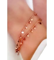 İtalyan tasarımı cift zincirli gümüş rose bileklik