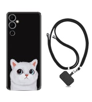 Tecno Pova Neo 2 Kılıf Resimli Boyun Askılı İpli Desenli Silikon Series White Cat 1835