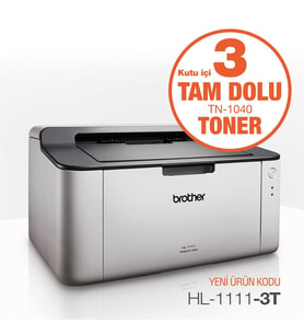 BROTHER HL-1111-3T A4 Siyah Laser Yazıcı USB 2.0 Demo+2Tonerli