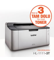 BROTHER HL-1111-3T A4 Siyah Laser Yazıcı USB 2.0 Demo+2Tonerli