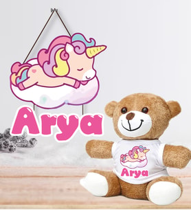 Kişiye Özel Bebek Kapı Süsü ve Peluş Ayıcık Seti – Baby Shower / Hastane Odası