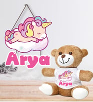 Kişiye Özel Bebek Kapı Süsü ve Peluş Ayıcık Seti – Baby Shower / Hastane Odası