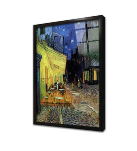 Gece Cafe Terrace Van Gogh Çerçeveli Cam Tablo