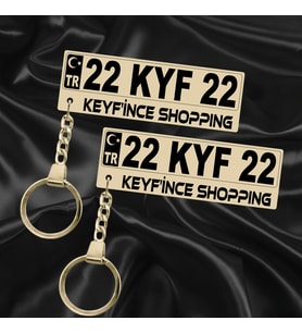 Keyf'ince Shopping Kişiye Özel Çift Yönlü Altın Aynalı Pleksi Plaka Anahtarlık Premium Tasarımlı Hediye Model-3