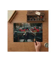 Balkondaki Renkli Çiçekler - Bisiklet - Yağmurlu Yol Tasarımı 240 parça Ahşap Puzzle Ahşap Kutuda MP03068
