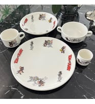 TEBAK COLLECTİON isimli 5 PARÇA PORSELEN TOM VE JERRY DESENLİ ÇOCUK YEMEK TAKIMI