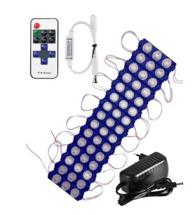 20 Adet 24 Volt 3 Watt 3 Lens Mavi 3030 Led Modül 12A Tek Renk RF Dimmer 2A Priz Tipi Adaptör Set